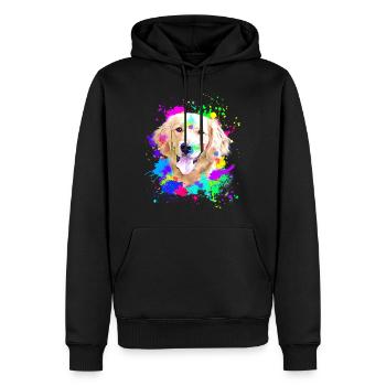 Golden Retriever Splash Art Hund - Männer Premium Bio Hoodie - Schwarz - Vorne - Nico (187cm)