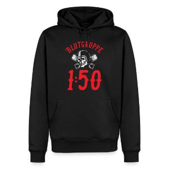 Blutgruppe 1:50 Moped Zweitakter Benzingemisch - Männer Premium Bio Hoodie - Schwarz - Vorne - Nico (187cm)