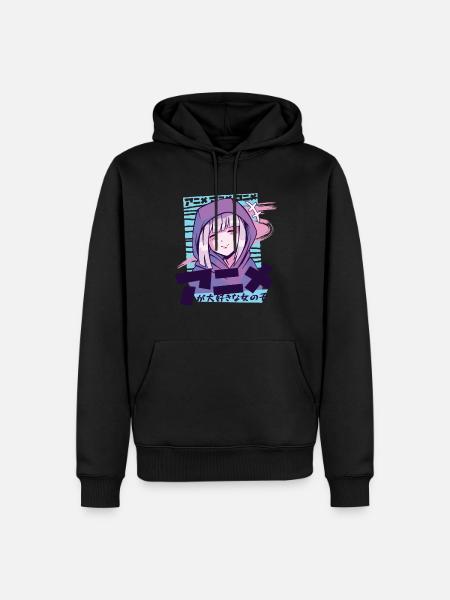Japanisches Manga-Mädchen - Männer Premium Bio Hoodie - Schwarz