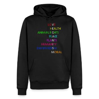 Vegan | Veganismus Shirt - Männer Premium Bio Hoodie - Schwarz - Vorne - Nico (187cm)