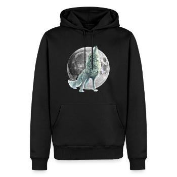 wolf - Men’s Premium Organic Hoodie - black - Front - Nico (187cm)