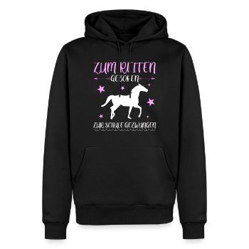 Zum Reiten geboren zur Schule gezwungen- Reiten - Männer Premium Bio Hoodie - Schwarz - Vorne - Nico (187cm)