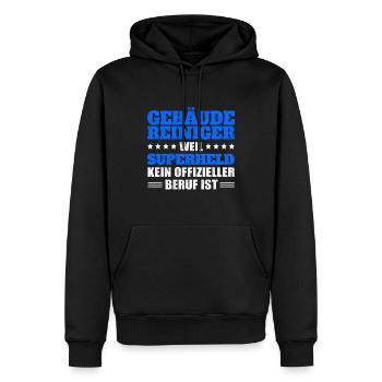 Gebäudereiniger Fensterputzer - Superheld - Männer Premium Bio Hoodie - Schwarz - Vorne - Nico (187cm)