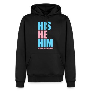 His He Him Transgender Pronouns LGBTQ Trans Pridel - Männer Premium Bio Hoodie - Schwarz - Vorne - Nico (187cm)