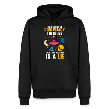 Book Of Conspiracy Theories Alien Bigfoot Flat Ear - Männer Premium Bio Hoodie - Schwarz - Vorne - Nico (187cm)
