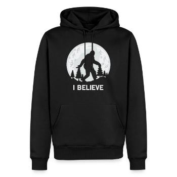 I Believe Bigfoot Moonshine Sasquatch Conspiracy T - Männer Premium Bio Hoodie - Schwarz - Vorne - Nico (187cm)