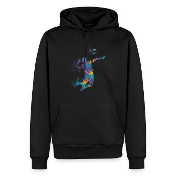 Volley-ball splash - Sweat à capuche Premium bio Homme - noir - Devant - Nico (187cm)