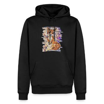 Fuchs - Männer Premium Bio Hoodie - Schwarz - Vorne - Nico (187cm)