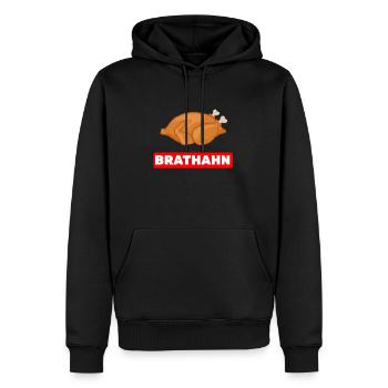 Brathahn statt Bratan Jugendsprache Rap Wortspiel - Männer Premium Bio Hoodie - Schwarz - Vorne - Nico (187cm)
