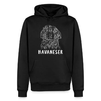 Blanc bichon havanais - Sweat à capuche Premium bio Homme - noir - Devant - Nico (187cm)