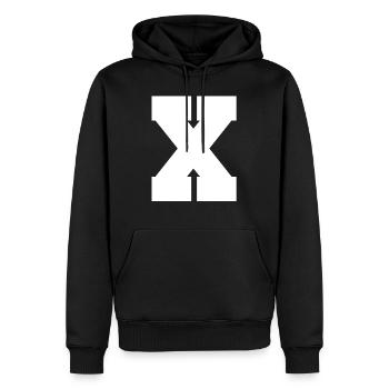 Lettre X - Sweat à capuche Premium bio Homme - noir - Devant - Nico (187cm)