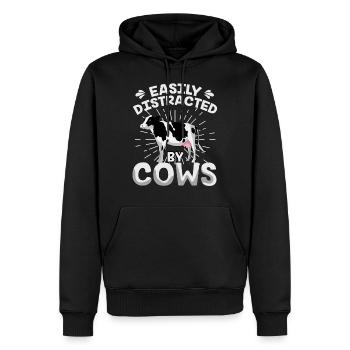 Vaches vache boeuf vache laitière fermier vache veaux - Sweat à capuche Premium bio Homme - noir - Devant - Nico (187cm)