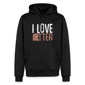 loutre - Sweat à capuche Premium bio Homme - noir - Devant - Nico (187cm)