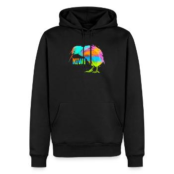 Kiwi Vogel Art - Kiwi art Nouvelle-Zélande Cadeau - Sweat à capuche Premium bio Homme - noir - Devant - Nico (187cm)