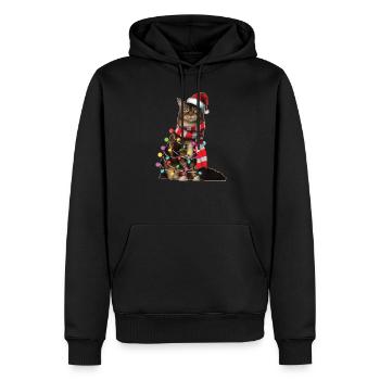 Noël chat amoureux Kitty cadeau de vacances de Noël - Sweat à capuche Premium bio Homme - noir - Devant - Nico (187cm)