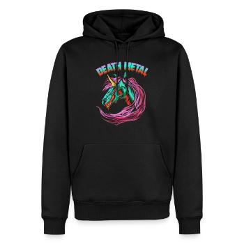 Death Metal Unicorn Zombie Style Rainbow Design - Men’s Premium Organic Hoodie - black - Front - Nico (187cm)