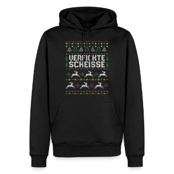 Verfickte Scheisse Ugly Christmas - Männer Premium Bio Hoodie - Schwarz - Vorne - Nico (187cm)
