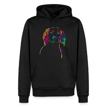 Petit Münsterländer - Sweat à capuche Premium bio Homme - noir - Devant - Nico (187cm)
