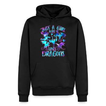 Nur ein Mädchen, das Drachen liebt - Männer Premium Bio Hoodie - Schwarz - Vorne - Nico (187cm)