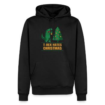 T-Rex Hates Christmas Witziger Trex Dino - Männer Premium Bio Hoodie - Schwarz - Vorne - Nico (187cm)