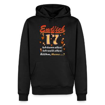 ENDLICH 17 - Männer Premium Bio Hoodie - Schwarz - Vorne - Nico (187cm)