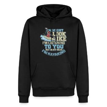 Kayak en eau vive aviron bateau à roue en eau vive - Sweat à capuche Premium bio Homme - noir - Devant - Nico (187cm)