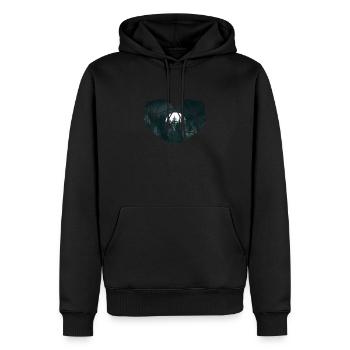 Dunkler Wald mit Mond Geometrisches Herz - Männer Premium Bio Hoodie - Schwarz - Vorne - Nico (187cm)