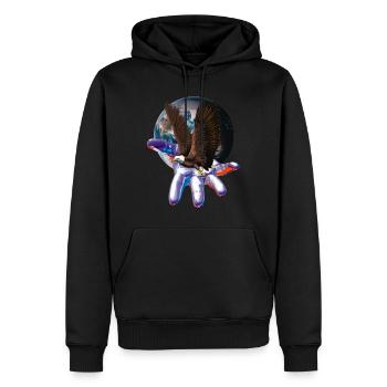 Adler - Männer Premium Bio Hoodie - Schwarz - Vorne - Nico (187cm)