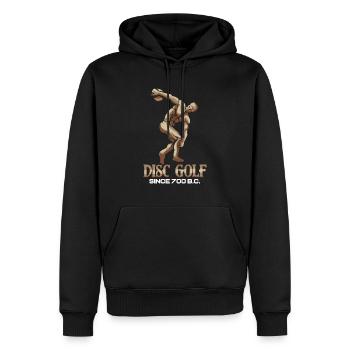 Disc Golf depuis 700 avant JC - Ancien cadeau de statue - Sweat à capuche Premium bio Homme - noir - Devant - Nico (187cm)