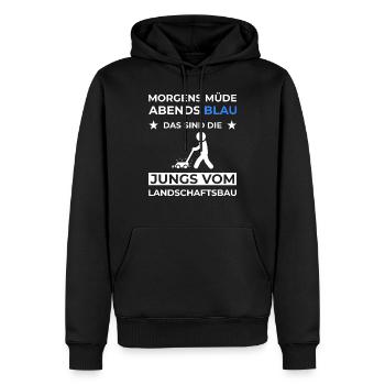 Gartenbau Landschaftsbau Landschaftsgärtner Beruf - Männer Premium Bio Hoodie - Schwarz - Vorne - Nico (187cm)