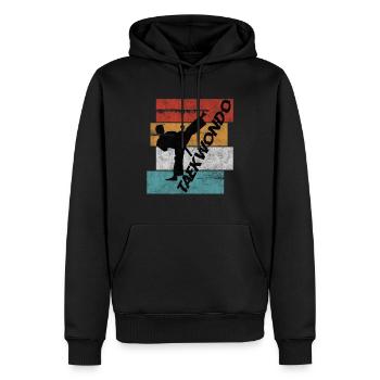 Taekwondo Kick Arts Martiaux Style Rétro - Sweat à capuche Premium bio Homme - noir - Devant - Nico (187cm)