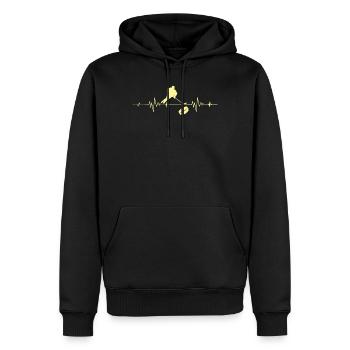 Heartbeat joueur de hockey sur glace Heartbeat ECG - Sweat à capuche Premium bio Homme - noir - Devant - Nico (187cm)