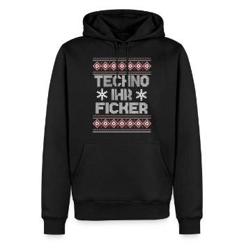 Ugly Christmas Sweater Techno Weihnachten - Männer Premium Bio Hoodie - Schwarz - Vorne - Nico (187cm)