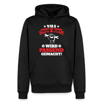 Was nicht passt wird Passend gemacht - Männer Premium Bio Hoodie - Schwarz - Vorne - Nico (187cm)