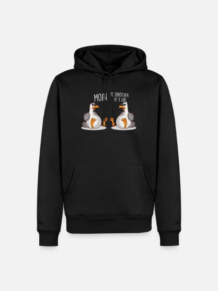 Moin plattdeutsch norddeutsch Möwen Fischbrötchen - Männer Premium Bio Hoodie - Schwarz