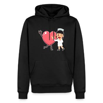 Valentine's Day Shirt Cute Smiling Heart Nurse - Men’s Premium Organic Hoodie - black - Front - Nico (187cm)