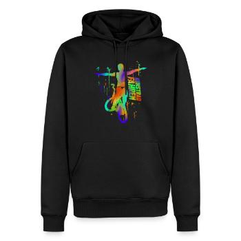 Kunstradfahrer - Farbenfrohes Radfahrer Geschenk - Männer Premium Bio Hoodie - Schwarz - Vorne - Nico (187cm)
