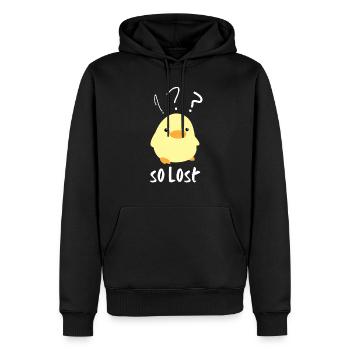Idée cadeau mignonne de canard meme chick tellement perdu - Sweat à capuche Premium bio Homme - noir - Devant - Nico (187cm)