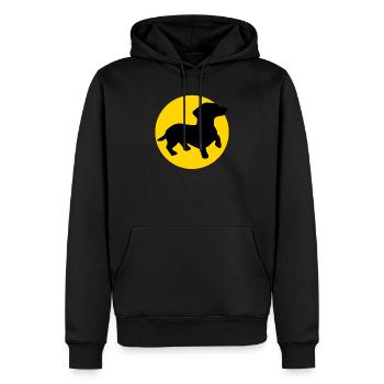 teckel et lune - Sweat à capuche Premium bio Homme - noir - Devant - Nico (187cm)