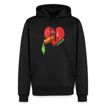 Vagin Carotte Coeur Vegan - Cadeau Vegan - Sweat à capuche Premium bio Homme - noir - Devant - Nico (187cm)