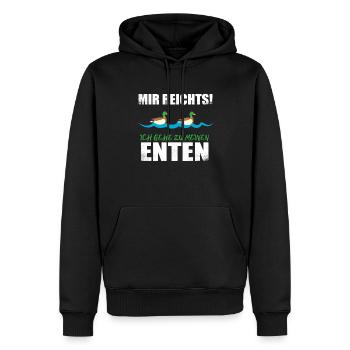 Mir reichts ich gehe zu meinen Enten - Ente - Männer Premium Bio Hoodie - Schwarz - Vorne - Nico (187cm)