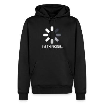 I AM THINKING - Männer Premium Bio Hoodie - Schwarz - Vorne - Nico (187cm)