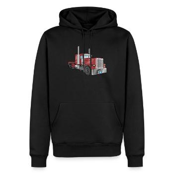 un camion - Sweat à capuche Premium bio Homme - noir - Devant - Nico (187cm)