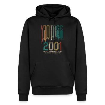 Vintage 2001 20e anniversaire cadeau de vingt ans - Sweat à capuche Premium bio Homme - noir - Devant - Nico (187cm)