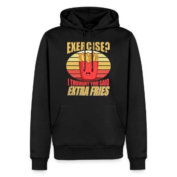 Exercise I Thought You Said Extra Fries - Sweat à capuche Premium bio Homme - noir - Devant - Nico (187cm)