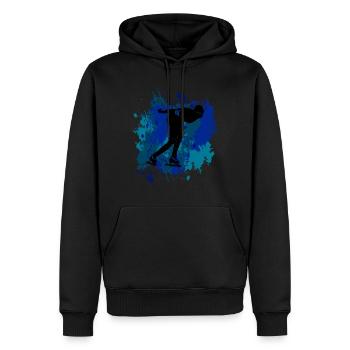 Conception de patineur de vitesse - Sweat à capuche Premium bio Homme - noir - Devant - Nico (187cm)