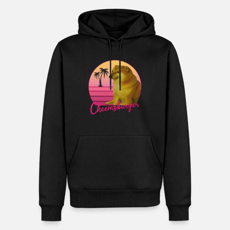 Retro Cheemsburger - Männer Premium Bio Hoodie - Schwarz