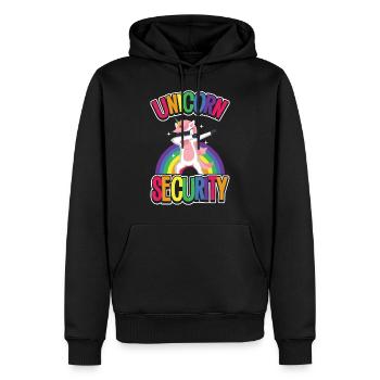 Sécurité de la licorne - Sweat à capuche Premium bio Homme - noir - Devant - Nico (187cm)