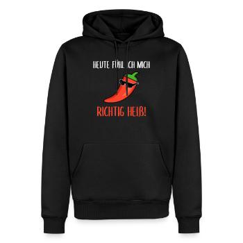 Chili Peperoni Spruch heiß lustige Geschenkidee - Männer Premium Bio Hoodie - Schwarz - Vorne - Nico (187cm)