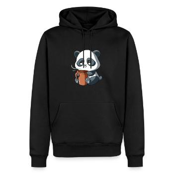 Tasse de café panda panda bear café cadeau - Sweat à capuche Premium bio Homme - noir - Devant - Nico (187cm)